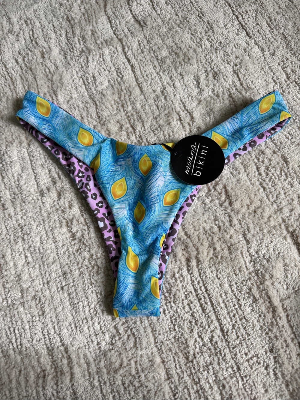 Moana Bikini Reversible Thong Bikini Bottom Blue & Purple Women’s Size Large